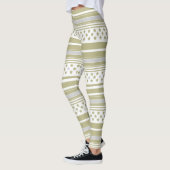 Olijf gestreept patroon met sterren leggings (Links)