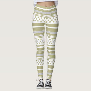 Olijf gestreept patroon met sterren leggings