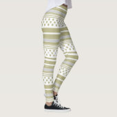 Olijf gestreept patroon met sterren leggings (Rechts)