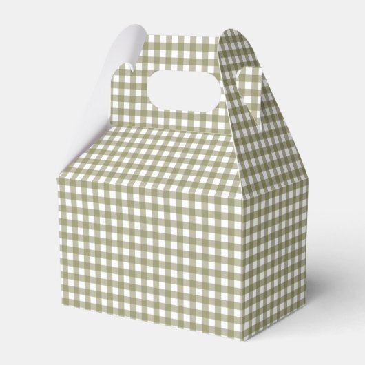 Olijf Gingham Plaid Festive Kerstvakantie Bedankdoosjes (Voorkant Zijde)