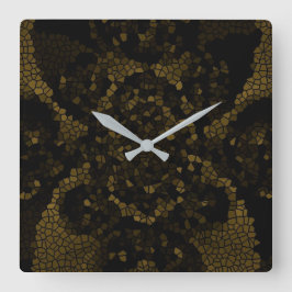 Olijf Glas in lood vlinder Vierkante Klok