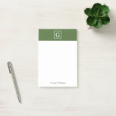 Olijf Groen Geformatteerd Monogram Gepersonaliseer Post-it® Notes (Kantoor)