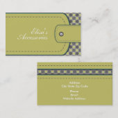 Olijf-groen leder, uiterlijk en patroon aangepast visitekaartje (Voorkant / Achterkant)