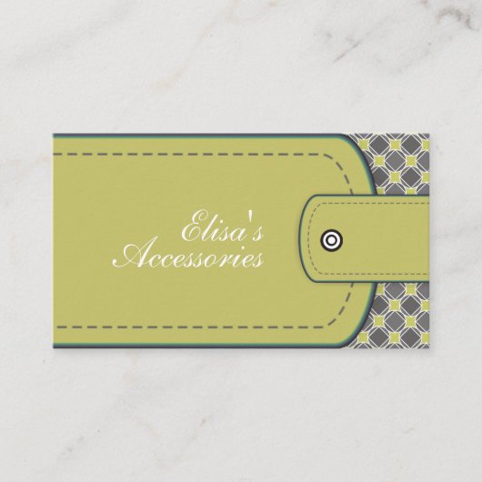 Olijf-groen leder, uiterlijk en patroon aangepast visitekaartje (Voorkant)