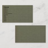 Olijf-groene canvas-achtige textuur visitekaartje (Voorkant / Achterkant)