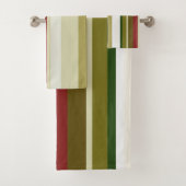 Olijf, groene en rode strepen bad handdoek (Insitu)