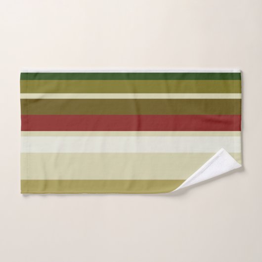Olijf, groene en rode strepen bad handdoek (Handdoek)