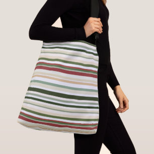 Olijf, groene en rode strepen crossbody tas