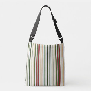 Olijf, groene en rode strepen crossbody tas
