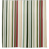 Olijf, groene en rode strepen douchegordijn (Voorkant)