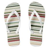 Olijf, groene en rode strepen teenslippers (Voetbed)