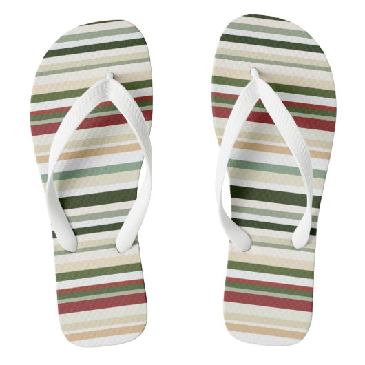 Olijf, groene en rode strepen teenslippers (Voetbed)