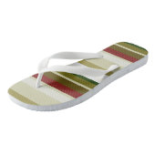 Olijf, groene en rode strepen teenslippers (Schuin)