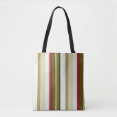 Olijf, groene en rode strepen tote bag (Voorkant)