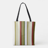 Olijf, groene en rode strepen tote bag (Achterkant)