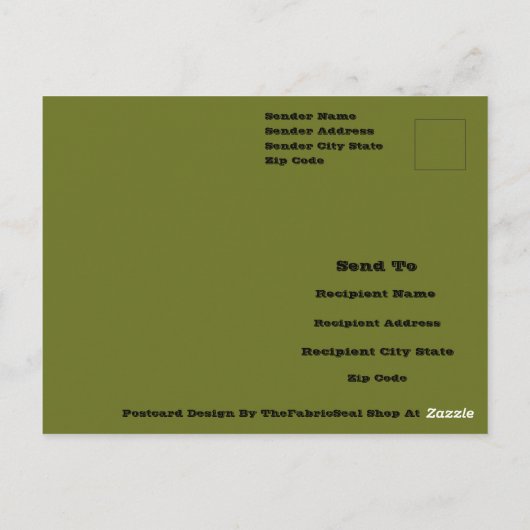 Olijf groene vaste kleur briefkaart (Achterkant)