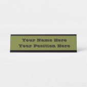 Olijf groene vaste kleur bureau naambordje (Voorkant)