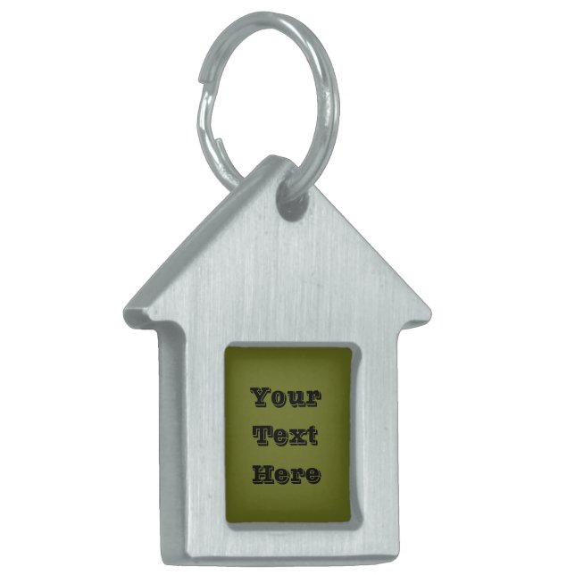 Olijf groene vaste kleur huisdieren naamplaatje (Voorkant Links)