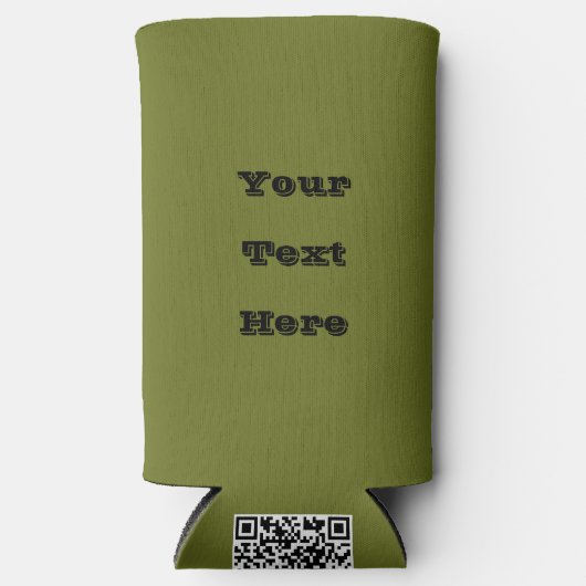 Olijf groene vaste kleur seltzer blikjeskoeler (Voorkant)