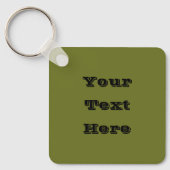 Olijf groene vaste kleur sleutelhanger (Voorkant)