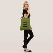 Olijf groene vaste kleur tote bag (Op model)