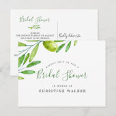 Olijf het Vrijgezellenfeest van het Manuscript van Uitnodiging Briefkaart (Voorkant / Achterkant)