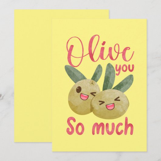 Olijf je zo veel grappig eten bedankkaart (Voorkant / Achterkant)