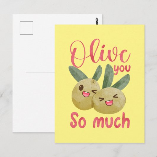 Olijf je zo veel grappig eten briefkaart (Voorkant / Achterkant)