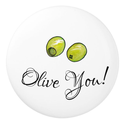 Olijf Keramische Knop (Voorkant)