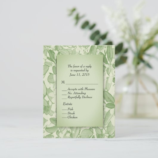 Olijf laat RSVP met menuopties (Staand voorkant)