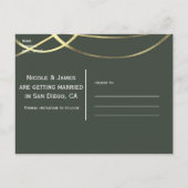 Olijf legergroen & goud namaakfolie Save the Date Aankondigingskaart (Achterkant)