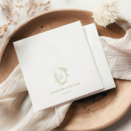 Olijf Lijn Kunst Bloem Wapen Trouw Servet