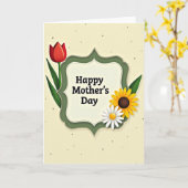 Olijf lijst Moederdag kaart (Gele Bloem)