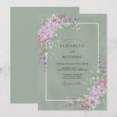 Olijf Lila Tak Eucalyptus Bruiloft Kaart (Voorkant / Achterkant)
