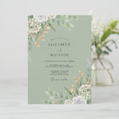 Olijf Loofwerk Stof Eucalyptus Bruiloft Kaart (Staand voorkant)