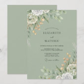 Olijf Loofwerk Stof Eucalyptus Bruiloft Kaart (Voorkant / Achterkant)