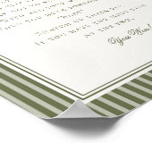 Olijf Martini Groene Gestreepte Baby Shower Spel Poster (Hoek)
