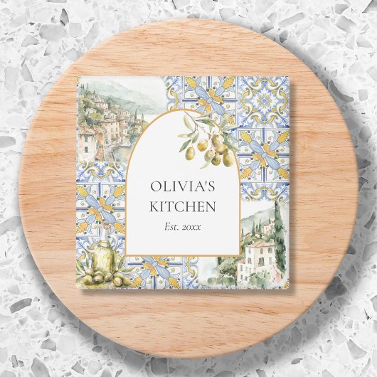 Olijf Mediterraan Botanisch Geel Blauw Magneet