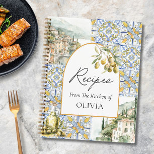 Olijf Mediterraan Tegelmotief Receptenboek Notitieboek