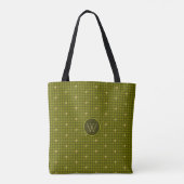Olijf met Gold Accent Houndstooth Bag Tote Bag (Achterkant)