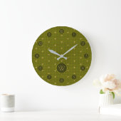 Olijf met Gold Accent Houndstooth Clock Grote Klok (Huis)