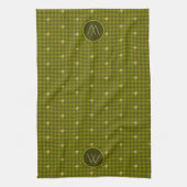 Olijf met Gold Accent Houndstooth Kitchen Towel Theedoek (Verticaal)