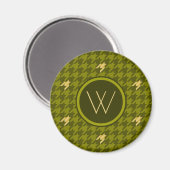 Olijf met Gold Accent Houndstooth Magnet (Voorkant / Achterkant)
