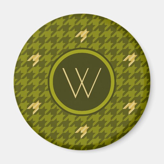 Olijf met Gold Accent Houndstooth Magnet (Voorkant)
