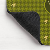 Olijf met Gold Accent Houndstooth Mousepad Muismat (Hoek)