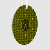 Olijf met Gold Accent Houndstooth Ornament (voorkant)