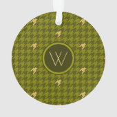 Olijf met Gold Accent Houndstooth Ornament (achterkant)