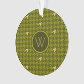 Olijf met Gold Accent Houndstooth Ornament (voorkant)