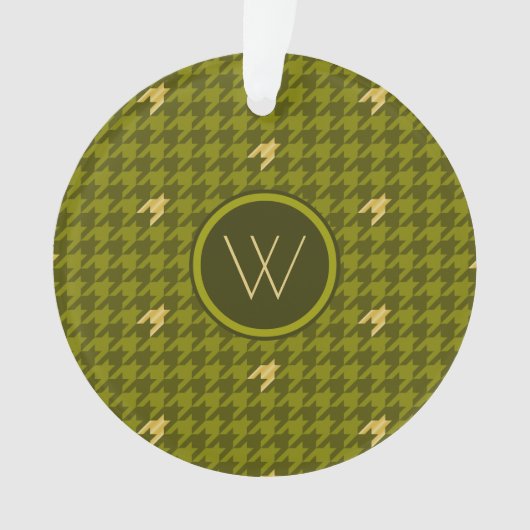 Olijf met Gold Accent Houndstooth Ornament (voorkant)