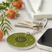 Olijf met Gold Accent Houndstooth Sleutelhanger (Voorkant Rechts)